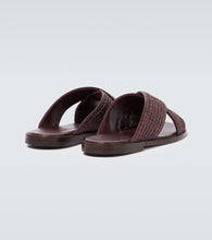 Manolo Blahnik Otawi leather-trimmed raffia sandals