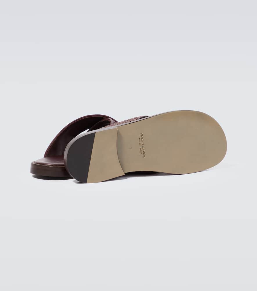 Manolo Blahnik Otawi leather-trimmed raffia sandals