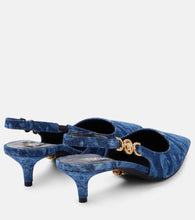 Versace Barocco denim slingback pumps