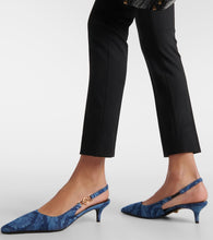 Versace Barocco denim slingback pumps