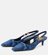 Versace Barocco denim slingback pumps