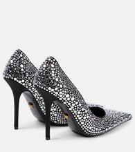 Versace Crystal-embellished leather pumps