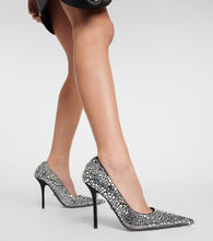 Versace Crystal-embellished leather pumps