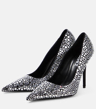 Versace Crystal-embellished leather pumps