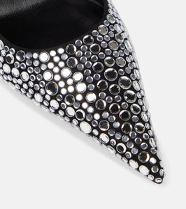 Versace Crystal-embellished leather pumps