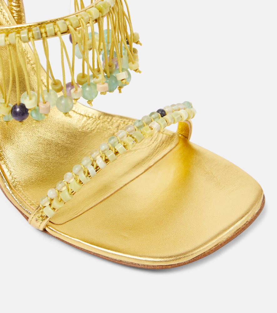 Dries Van Noten 95 beaded metallic leather sandals