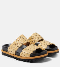 Dries Van Noten Woven and raffia and leather slides - Dries Van Noten 编织、拉菲草和皮革拖鞋