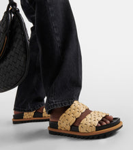 Dries Van Noten Woven and raffia and leather slides