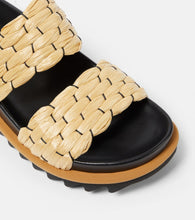 Dries Van Noten Woven and raffia and leather slides