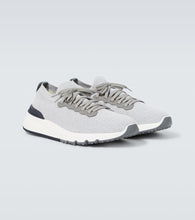 Brunello Cucinelli Leather-trimmed knitted slip-on sneakers
