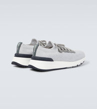Brunello Cucinelli Leather-trimmed knitted slip-on sneakers