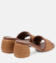 Gianvito Rossi Marbella leather-trimmed raffia mules