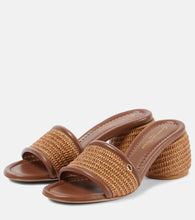 Gianvito Rossi Marbella leather-trimmed raffia mules
