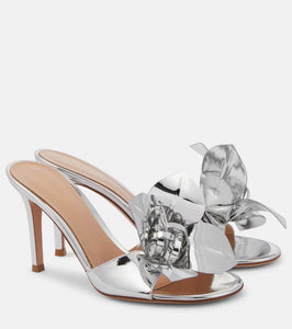 Gianvito Rossi Lucilla floral-appliqu√É¬© metallic leather mules