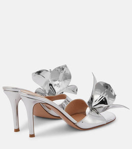 Gianvito Rossi Lucilla floral-appliqu√É¬© metallic leather mules