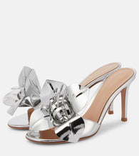 Gianvito Rossi Lucilla floral-appliqu√É¬© metallic leather mules