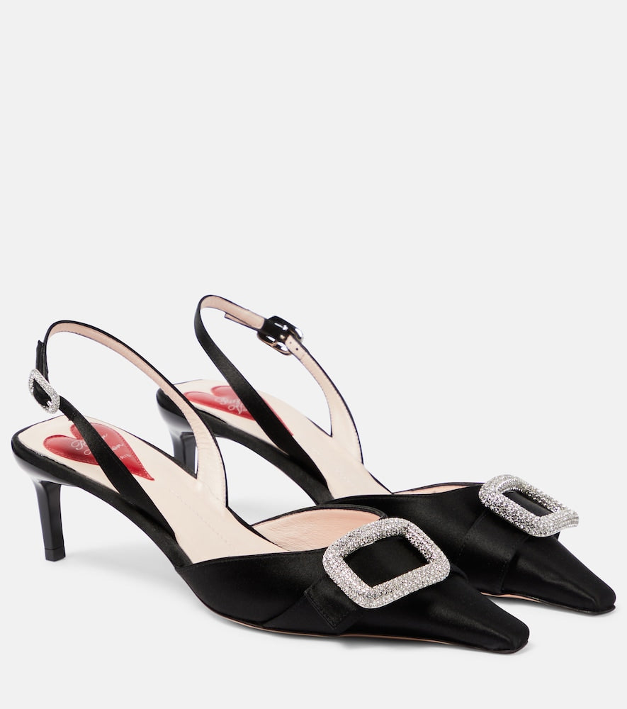 Roger Vivier Dorsay embellished satin slingback pumps - Roger Vivier Dorsay 缀饰缎面露跟高跟鞋