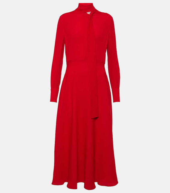 Valentino Tie-neck silk midi dress