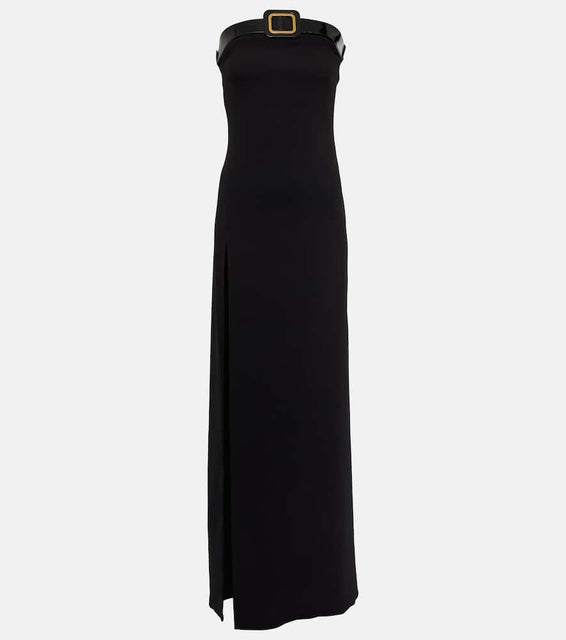Tom Ford Buckle-detail strapless sabl√É¬© gown