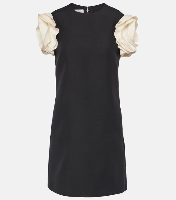 Valentino crêpe Couture floral-appliqué minidress