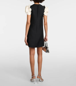 Valentino crêpe Couture floral-appliqué minidress