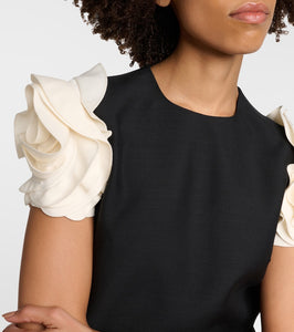 Valentino crêpe Couture floral-appliqué minidress