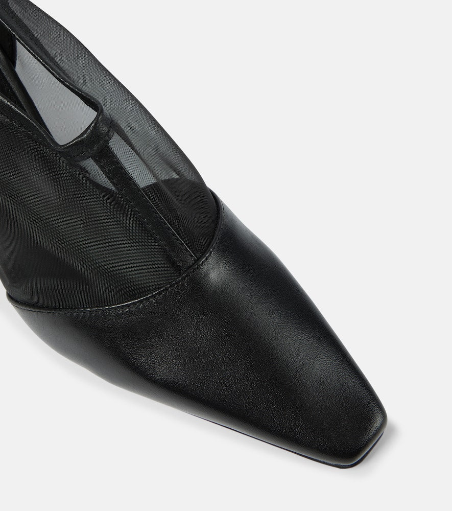 Toteme T-strap leather and mesh pumps