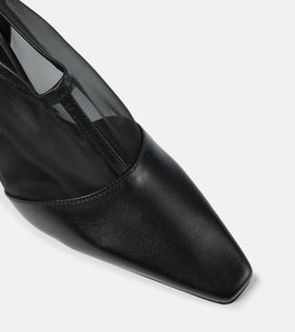 Toteme T-strap leather and mesh pumps