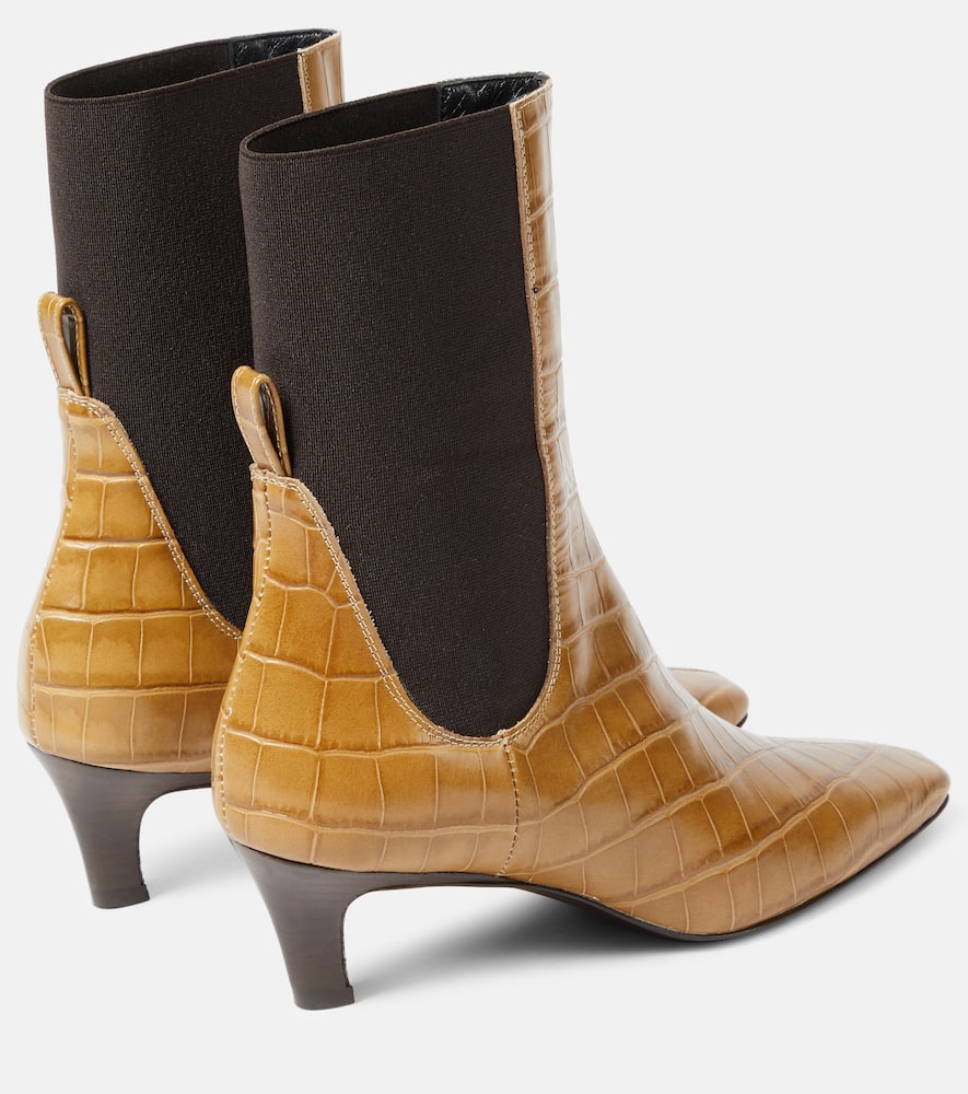 Toteme The Mid Heel croc-effect leather ankle boots