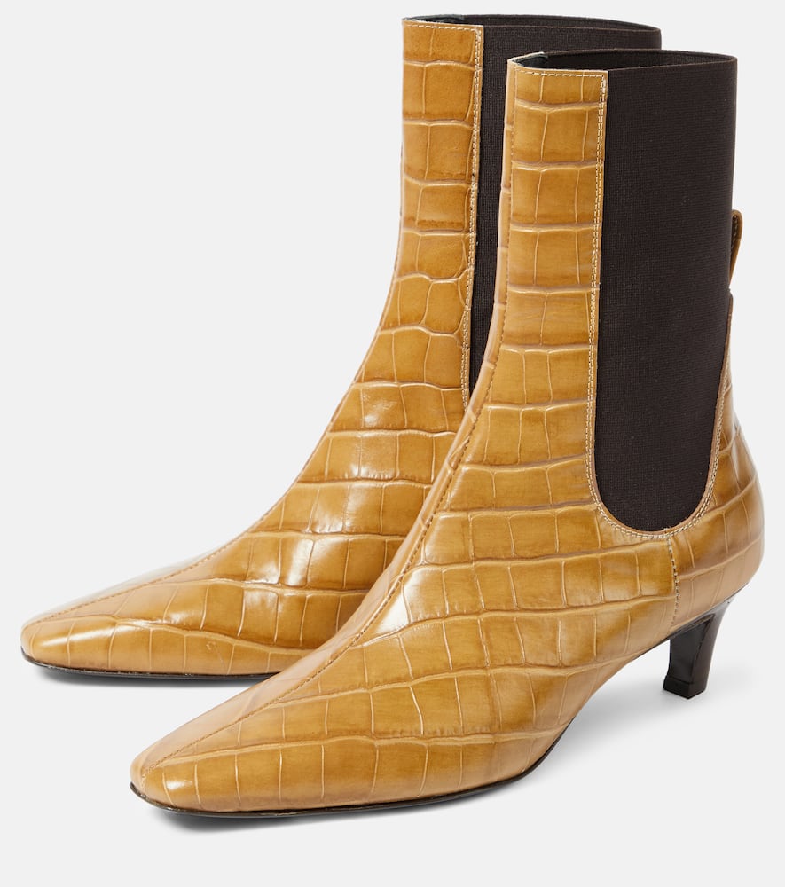 Toteme The Mid Heel croc-effect leather ankle boots