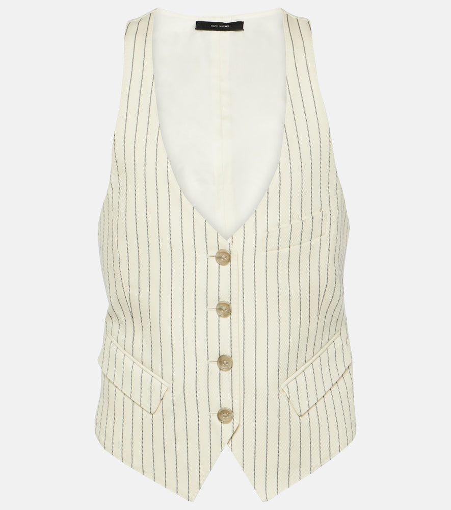 Tom Ford Pinstripe wool and silk-blend vest - Tom Ford 细条纹羊毛真丝混纺背心