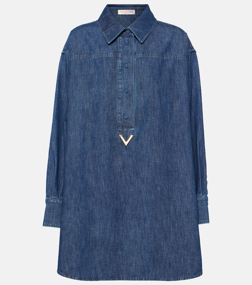Valentino VGold chambray denim shirt dress. Valentino VGold 浅蓝色牛仔衬衫裙