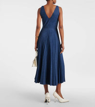 Valentino VGold pliss√É¬© chambray maxi dress