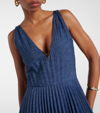 Valentino VGold pliss√É¬© chambray maxi dress