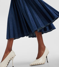 Valentino VGold pliss√É¬© chambray maxi dress