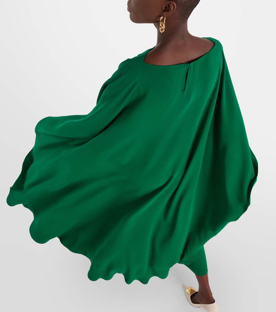 Valentino Caped silk crêpe midi dress
