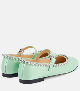 Mach & Mach Audrey embellished satin Mary Jane flats