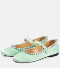 Mach & Mach Audrey embellished satin Mary Jane flats