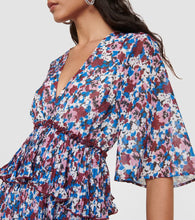 Ganni Floral pleated georgette minidress