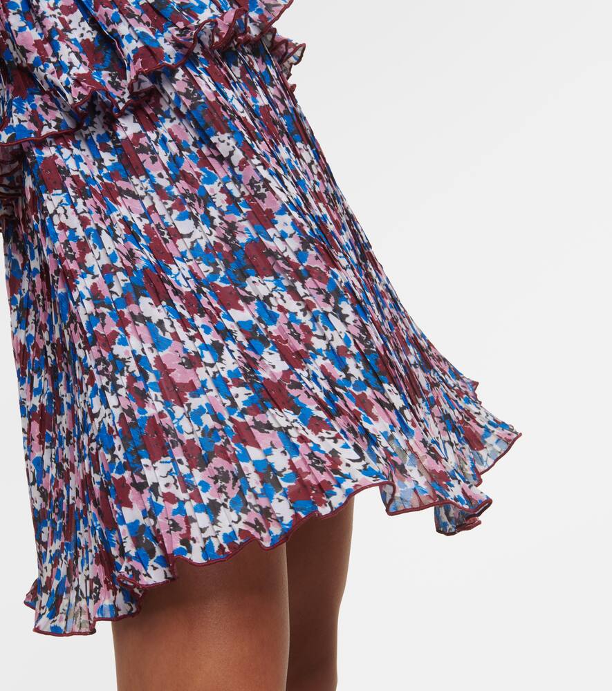 Ganni Floral pleated georgette minidress