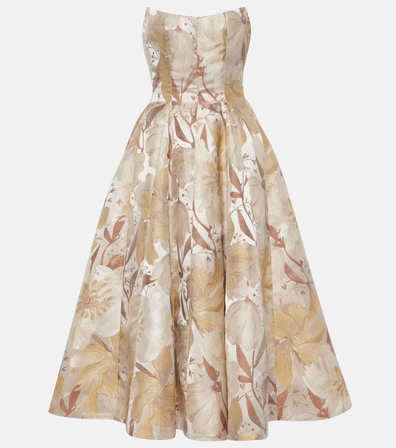 Markarian Floral metallic gown