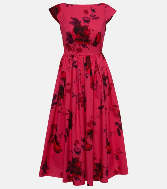 Erdem Floral cotton faille midi dress