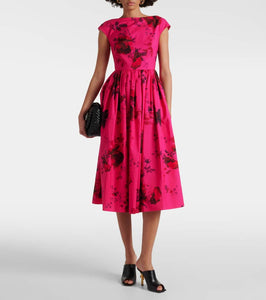 Erdem Floral cotton faille midi dress