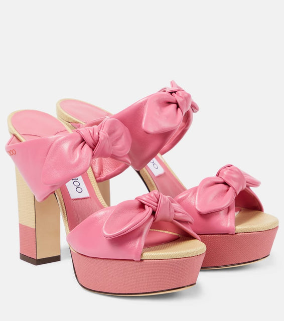 Jimmy Choo Rua 120 leather and raffia platform sandals