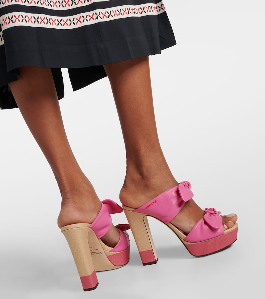 Jimmy Choo Rua 120 leather and raffia platform sandals