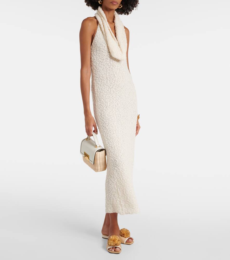 Jimmy Choo Nako leather-trimmed raffia slides