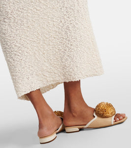 Jimmy Choo Nako leather-trimmed raffia slides