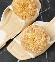 Jimmy Choo Nako leather-trimmed raffia slides