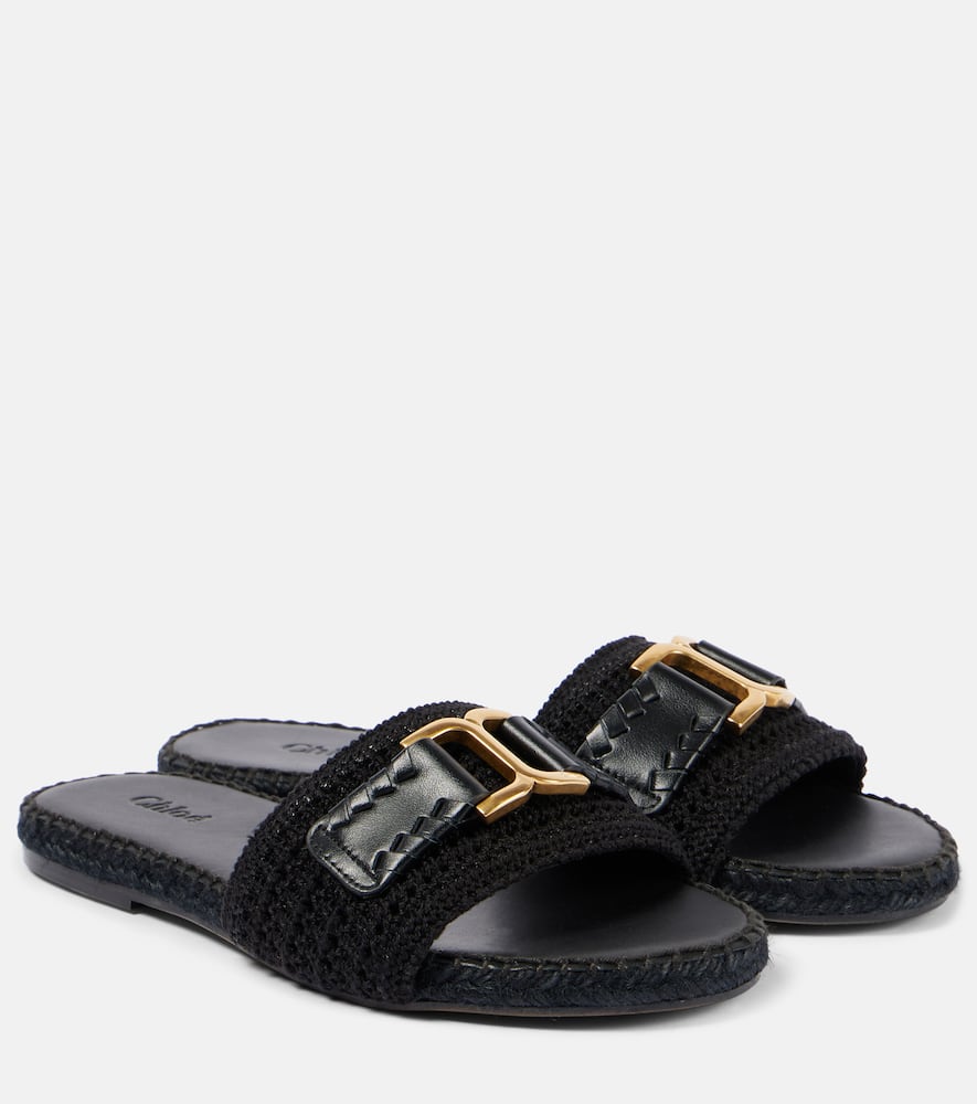 Chloe Marcie leather-trimmed espadrille slides