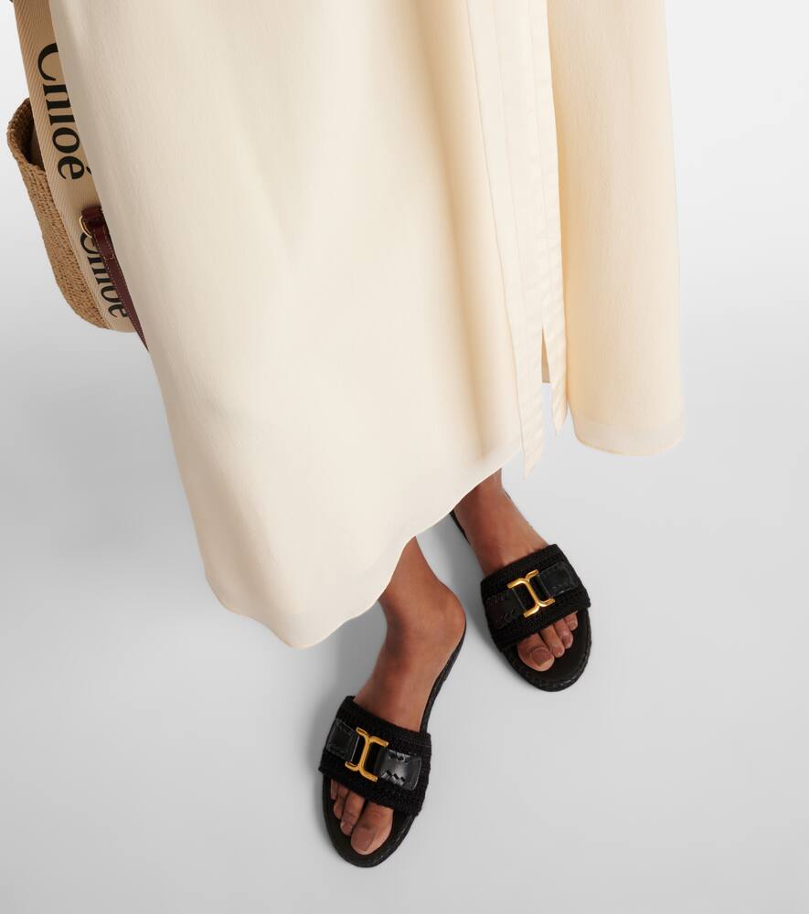 Chloe Marcie leather-trimmed espadrille slides